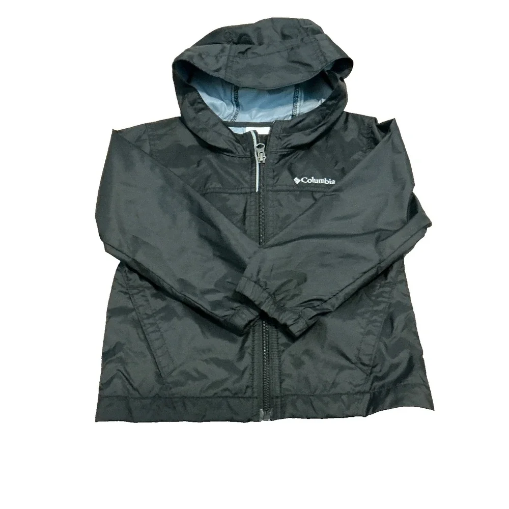 COLUMBIA Boys Windbreaker Jacket Black Full Zipper 4T F2 School Play Lightweight